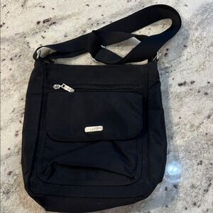 Baggalini Town Black Crossbody Bag with Silver Accents
